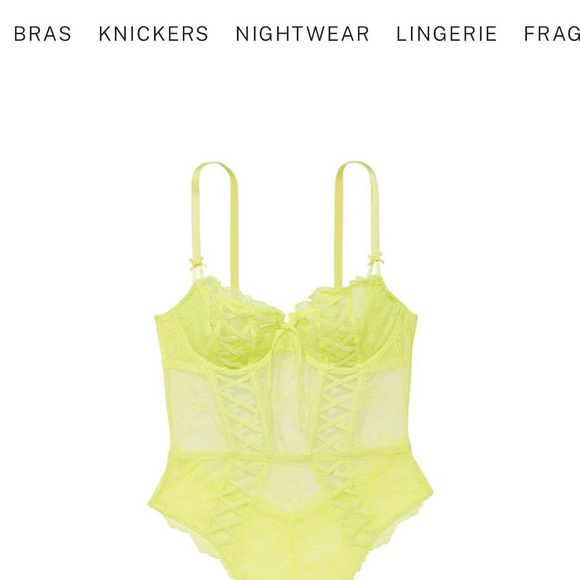 Victoria's Secret Neon Yellow Lace Bodysuit - Picture 2 of 2
